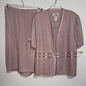Vintage D.J. Summers Blush Pink 2 Piece Suit Jacket & Skirt Set New 14